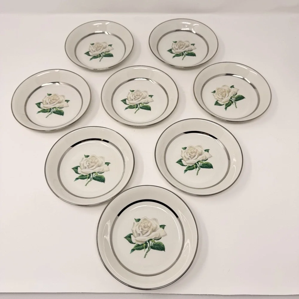 🇺🇸 Governor's Mansion Vogue Ceramic Industries Rose Plates 5.4
